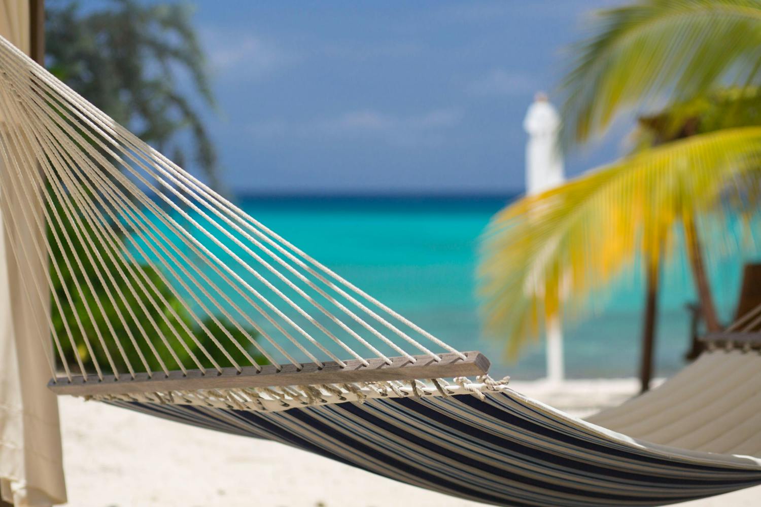 Close up of hammock on beach in the Cayman Islands