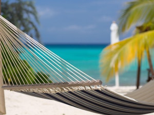 Close up of hammock on beach in the Cayman Islands