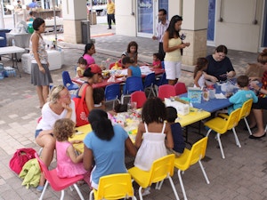 Kids doing arts and crafts in the Cayman Islands