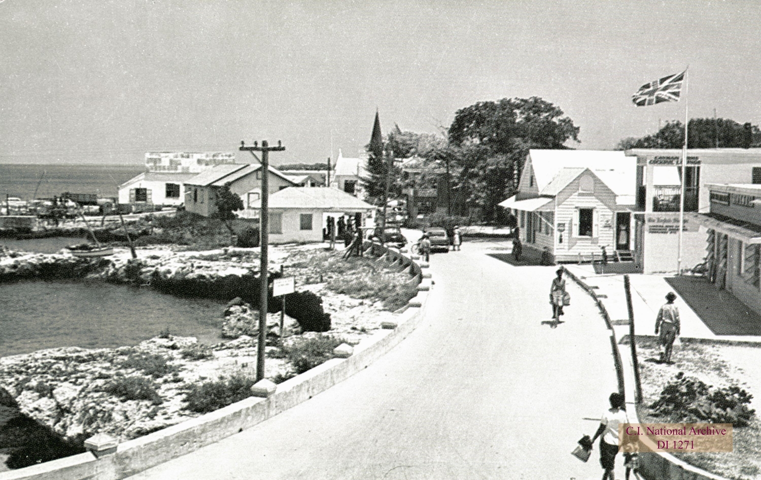 Archive image of curving main road in old George Town
