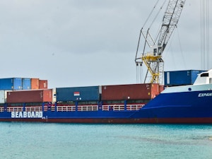 Freight container in george town harbour