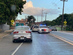 Police car in cayman islands traffic in savannah